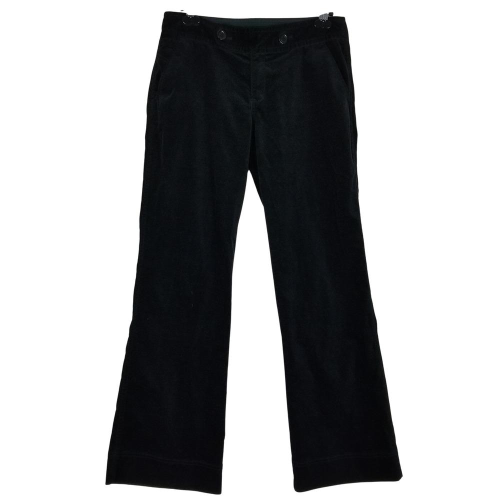 Eddie Bauer Corduroy Pants Womens 8 Black Straight Leg Stretch Casual Mid Rise